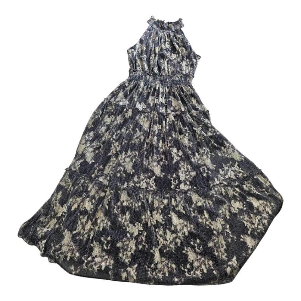 Taylor Black and Cream Floral Maxi Dress